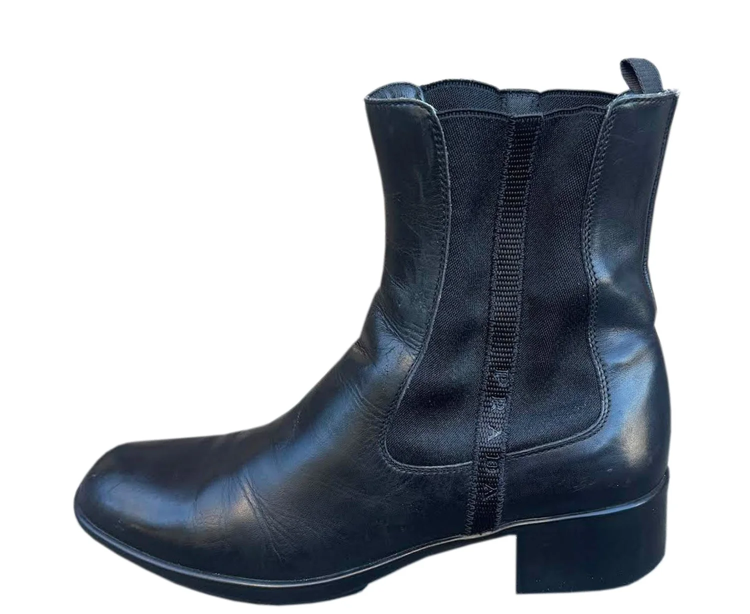 靴 PRADA Leather Boots 37 1/2 Women's Vintage Prada Chelsea Boots (Size 37 1/2) — RootsBK